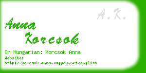 anna korcsok business card